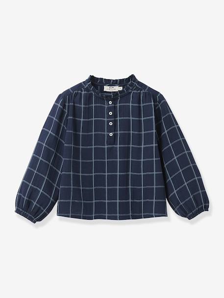 Cotton Gauze Blouse for Girls, CYRILLUS navy blue 