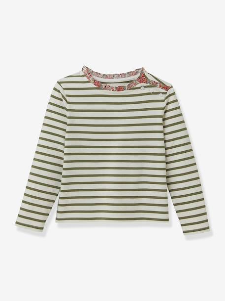 Striped T-Shirt in Organic Cotton Liberty Fabric, CYRILLUS printed pink+printed violet 