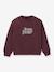 Girl's sweatshirt with slogan in organic cotton CYRILLUS bordeaux red 