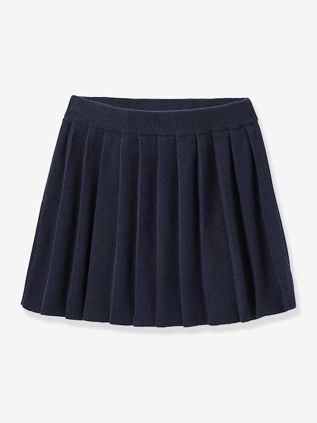 Girl's knitted pleated skirt CYRILLUS navy blue 