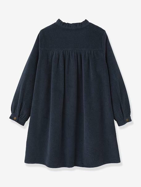 Girl's corded velvet shirt dress CYRILLUS blue 