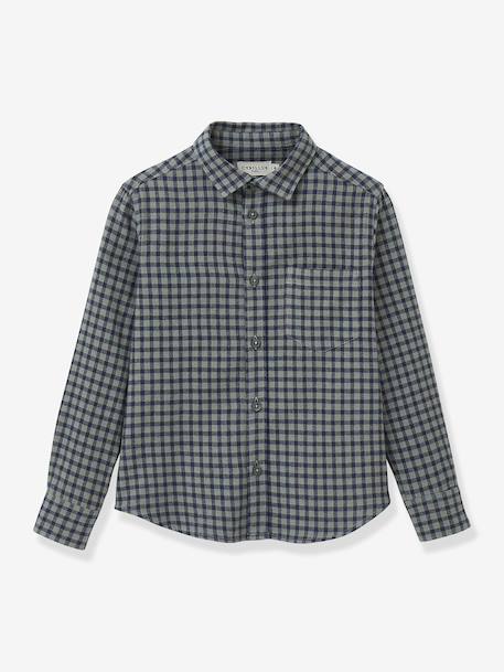 Boy's gingham flannel shirt CYRILLUS green 