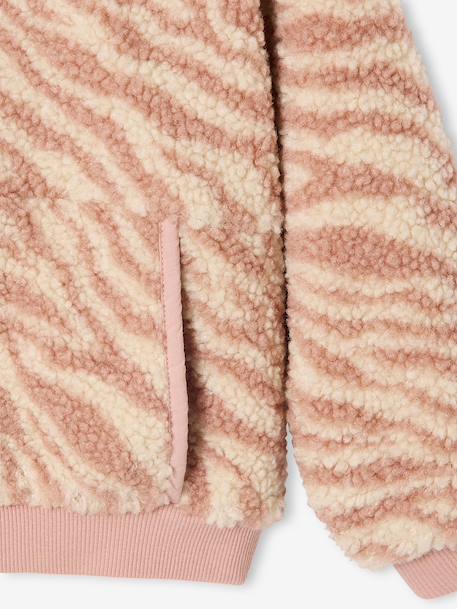 Hooded Sherpa Sweatshirt for Girls ecru+rosy 