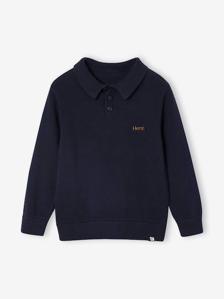 Plain Polo-Neck Jumper night blue 