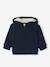 Zipped hooded cardigan for babies in fully lined fleece navy blue 