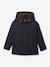 Girl's short parka with leopard lining CYRILLUS ink blue 