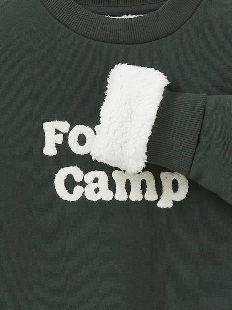 Sherpa-Lined Sweatshirt for Boys, CYRILLUS green 
