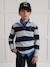 Striped Rugby Polo Shirt in Organic Cotton for Boys, CYRILLUS green+grey 