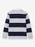 Striped Rugby Polo Shirt in Organic Cotton for Boys, CYRILLUS green+grey 