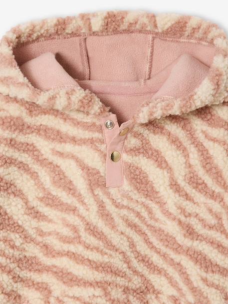 Hooded Sherpa Sweatshirt for Girls ecru+rosy 