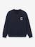 Girl's cardigan in organic cotton fleece CYRILLUS navy blue 