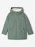 Raincoat with Hood & Sherpa Lining for Boys night blue+sage green 