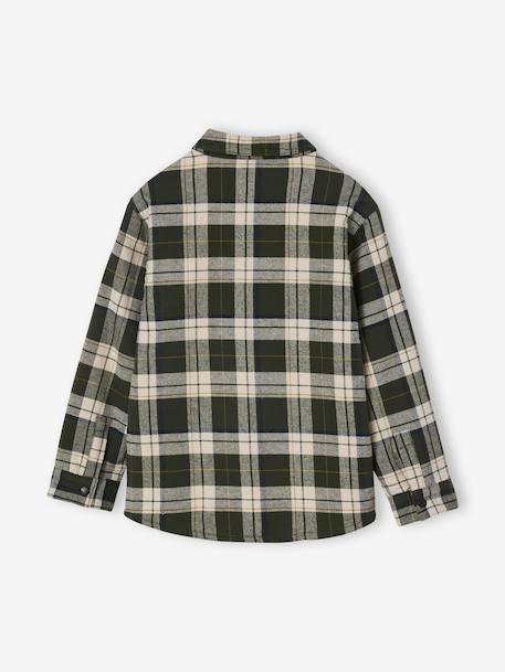 Chequered Flannel Shirt with Sherpa Lining for Boys chequered green 