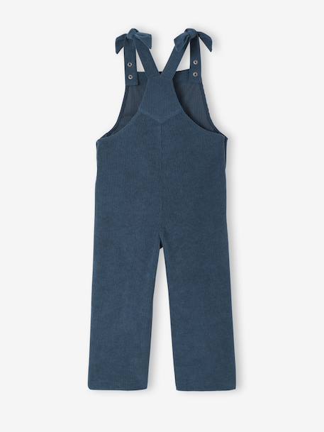 Wide-Leg Fleece-Effect Corduroy Dungarees for Girls fir green+mauve 