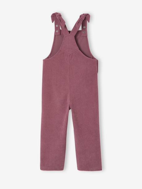 Wide-Leg Fleece-Effect Corduroy Dungarees for Girls fir green+mauve 