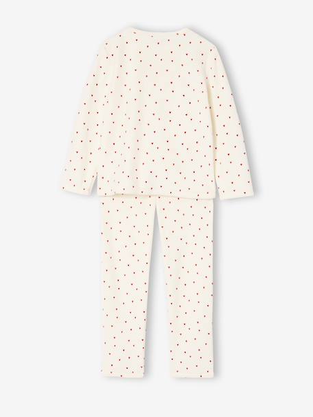 Pack of 2 Heart Print Velour Pyjamas for Girls ecru 