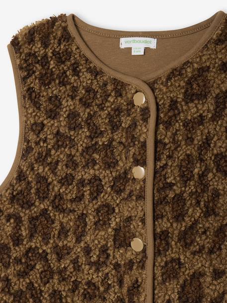Leopard Print Waistcoat in Sherpa brown+ecru 