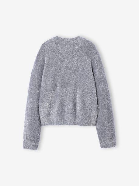 Fluffy Knit Christmas Jumper with Silvery Effect for Girls, JONEN silver 