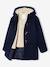 Woollen Duffle Coat with Sherpa Lining for Boys marl grey+navy blue 
