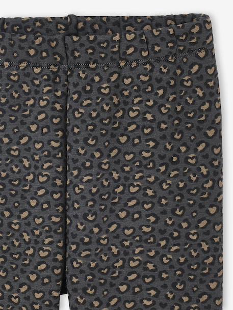 Leggings Lined in Polar Fleece for Girls BROWN LIGHT ALL OVER PRINTED+chocolate+dusky pink+printed grey 
