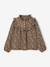 Girls' zebra print cotton gauze blouse chocolate 