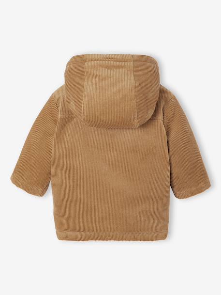 Corduroy coat for babies with faux fur lining caramel 