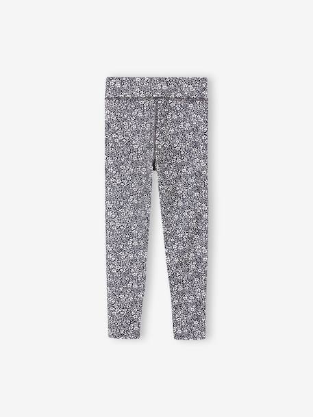 Girls' printed technical sportswear leggings anthracite+old rose 