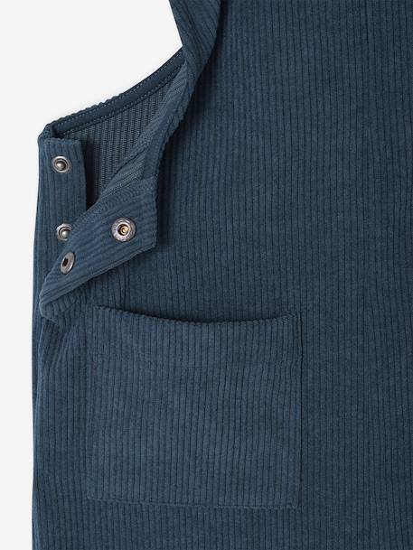 Wide-Leg Fleece-Effect Corduroy Dungarees for Girls fir green+mauve 