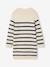 Knitted Striped Dress for Girls ecru+navy blue 