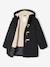 Woollen Duffle Coat with Sherpa Lining for Boys marl grey+navy blue 