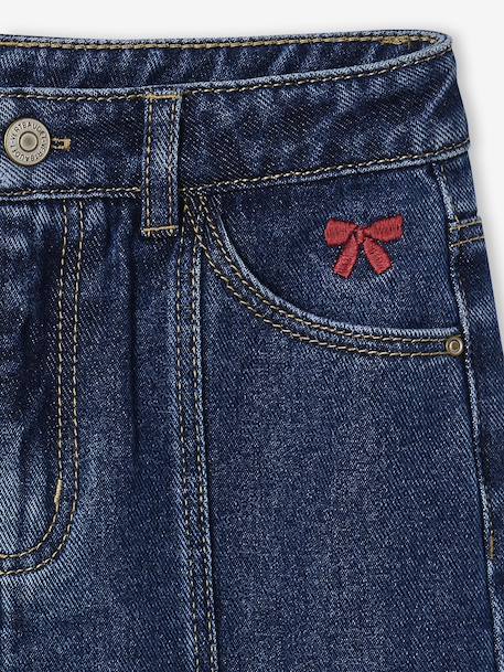 Wide Leg Jeans with Front Seam for Girls medium blue 