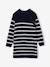Knitted Striped Dress for Girls ecru+navy blue 
