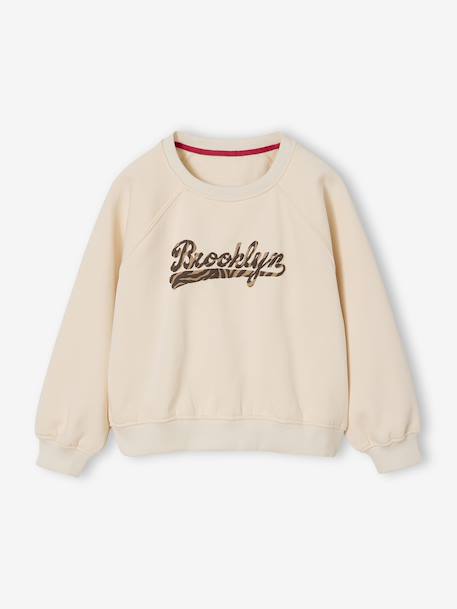 Sweatshirt with 'Brooklyn' Zebra Print for Girls ecru 