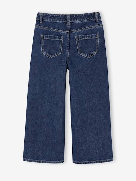Wide Leg Jeans with Front Seam for Girls medium blue 