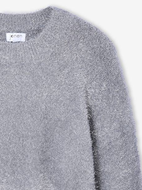 Fluffy Knit Christmas Jumper with Silvery Effect for Girls, JONEN silver 