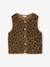 Leopard Print Waistcoat in Sherpa brown+ecru 