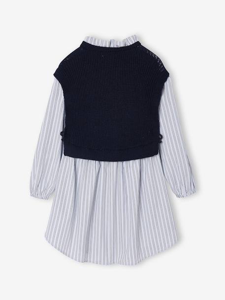 2-in-1-Effect Shirt Dress ecru+marl grey+navy blue 
