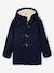 Woollen Duffle Coat with Sherpa Lining for Boys marl grey+navy blue 
