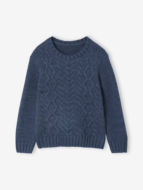 Cable Knit Jumper for Boys deep blue 