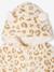 Sherpa leopard print pyjama jumpsuit for girls beige 