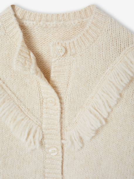 Fringed Cardigan for Girls ecru 