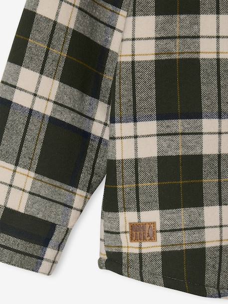 Chequered Flannel Shirt with Sherpa Lining for Boys chequered green 