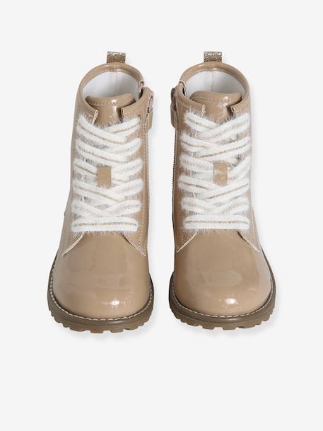 Ankle Boots with Laces & Zip for Children, Designed for Autonomy nude pink 