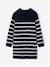 Knitted Striped Dress for Girls ecru+navy blue 