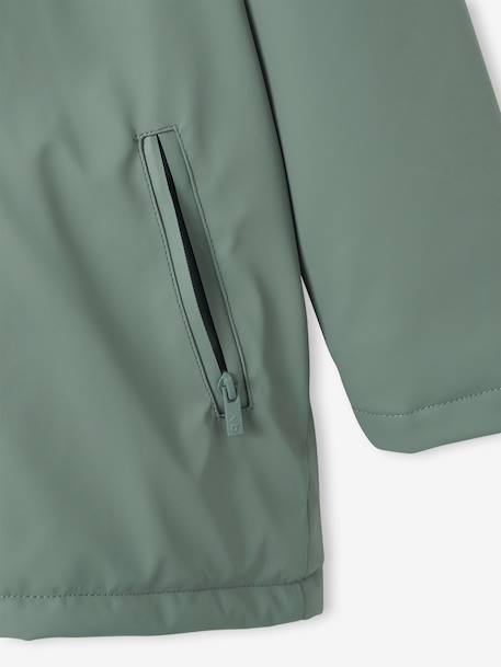 Raincoat with Hood & Sherpa Lining for Boys night blue+sage green 