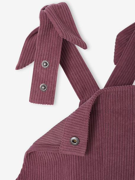 Wide-Leg Fleece-Effect Corduroy Dungarees for Girls fir green+mauve 