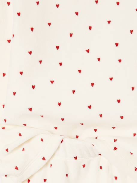 Pack of 2 Heart Print Velour Pyjamas for Girls ecru 