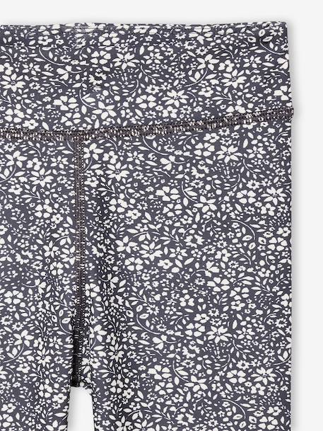 Girls' printed technical sportswear leggings anthracite+old rose 