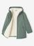 Raincoat with Hood & Sherpa Lining for Boys night blue+sage green 