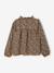 Girls' zebra print cotton gauze blouse chocolate 